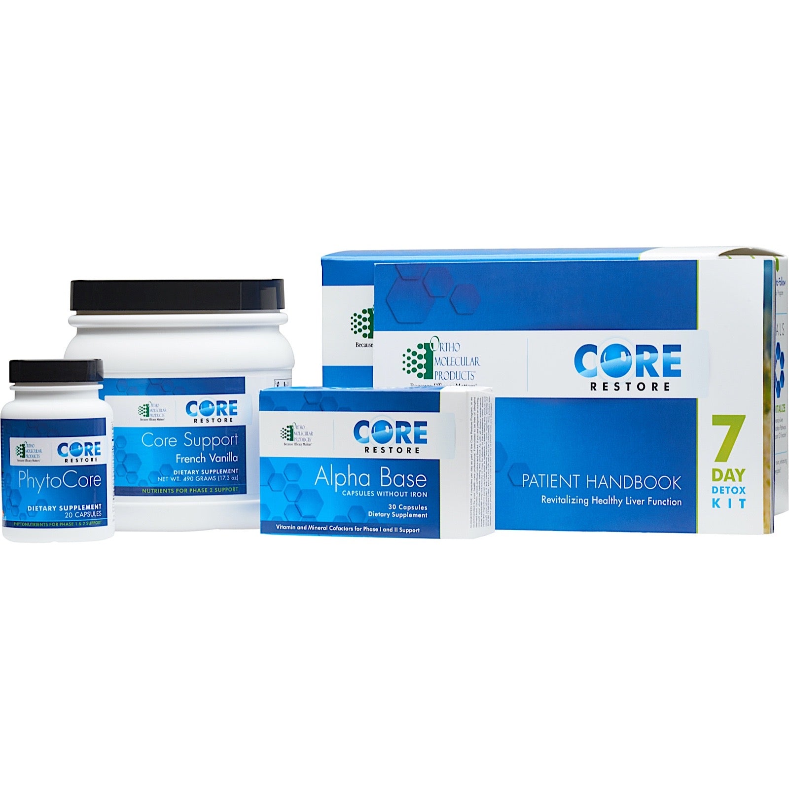 Ortho Molecular, Core Restore 7-Day Detox Kit, French Vanilla Flavor UPC 615033006907 | HiLife Vitamins